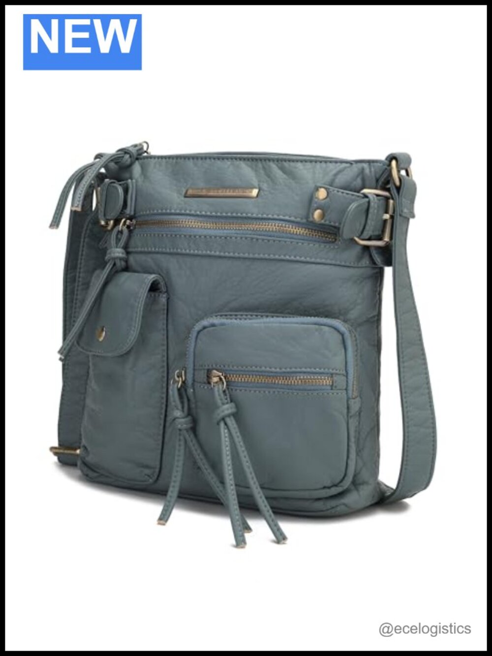 Vegan PU Leather Crossbody Bag with Adjustable Strap, Multi-Pocket Tote Purse